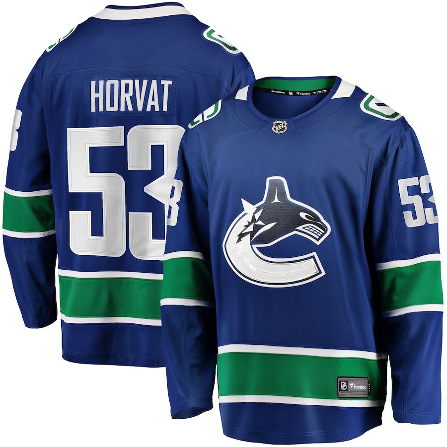 Men Vancouver Canucks #53 Bo Horvat Fanatics Branded Blue Home Breakaway NHL Jersey